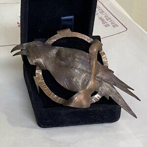 Raven Pendant, Handmade Textured Copper